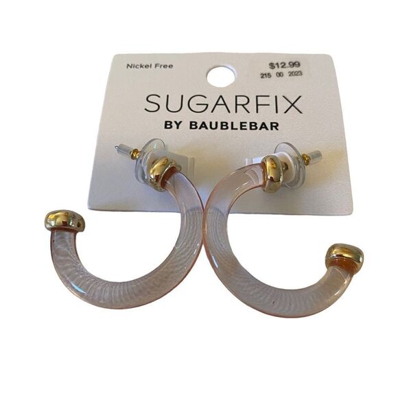 Sugarfix by BaubleBar Blush/Gold Colored 3/4 Hoops. - Picture 1 of 5